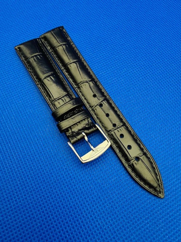 18mm Longines Black Leather Watch Strap