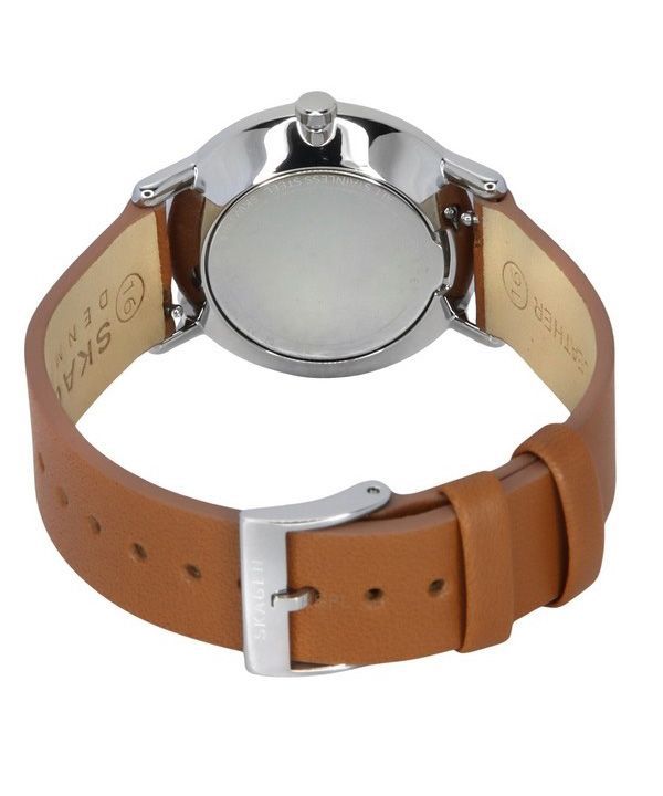 Skagen Kuppel Lille Brown Leather Strap White Dial Quartz SKW3103 Women's Watch 4
