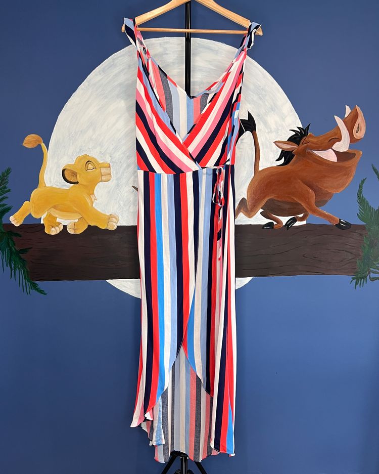 Red Herring Multi Stripe Wrap Dress