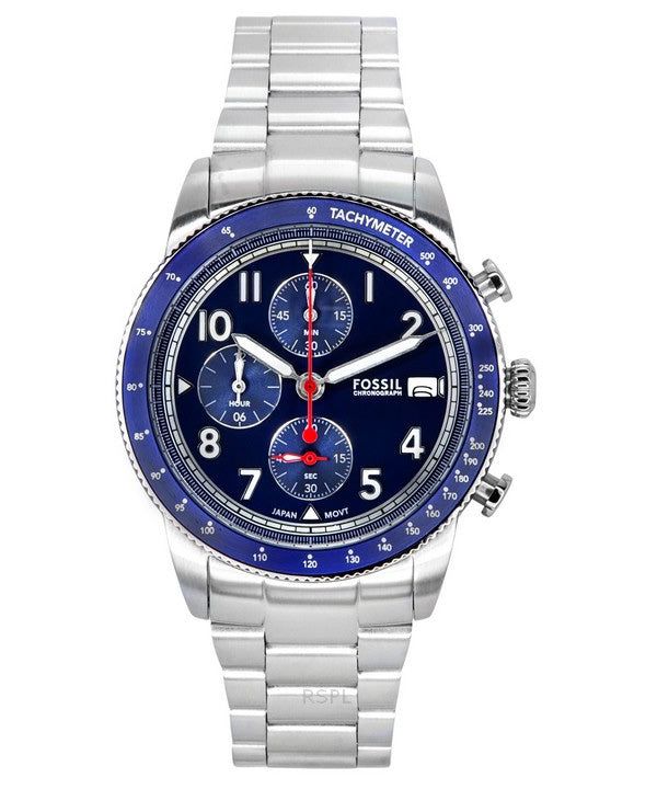 Fossil Sport Tourer Chronograph Stainless Steel Blue Dial Quartz FS6047 Men's Watch image 1
