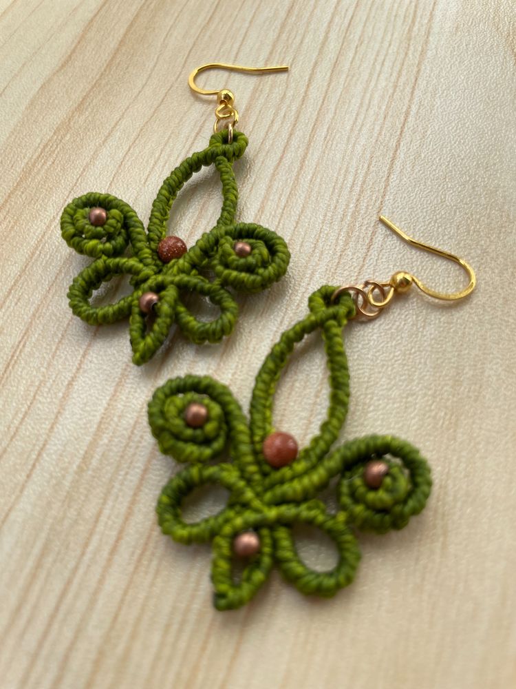 Other Green Macrame Butterfly Earrings product image