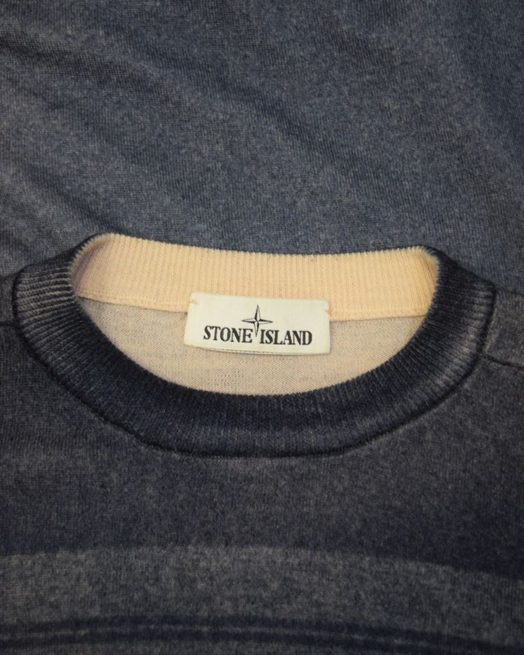 Stone Island Airbrushed And Laser Print Knit Navy Blue 2