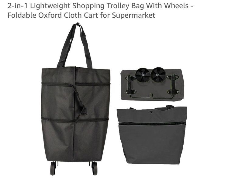 2-In-1 Lightweight Shopping Trolley Bag With Wheels