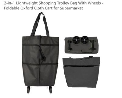 2-In-1 Lightweight Shopping Trolley Bag With Wheels