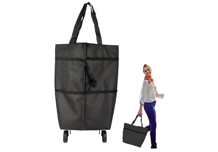 2-In-1 Lightweight Shopping Trolley Bag With Wheels image 3