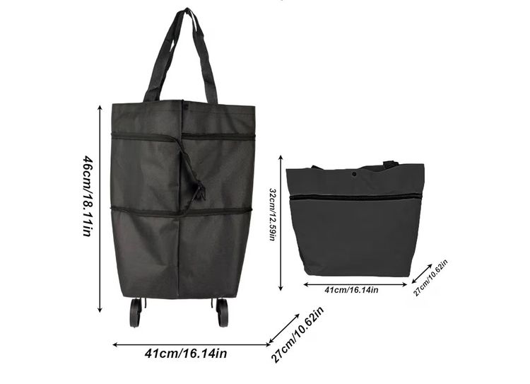 2-In-1 Lightweight Shopping Trolley Bag With Wheels image 2