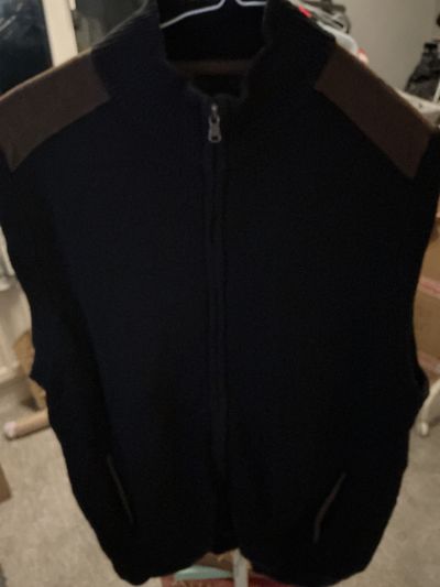 Chaos Black Zip-Up Vest With Brown Shoulder Patches