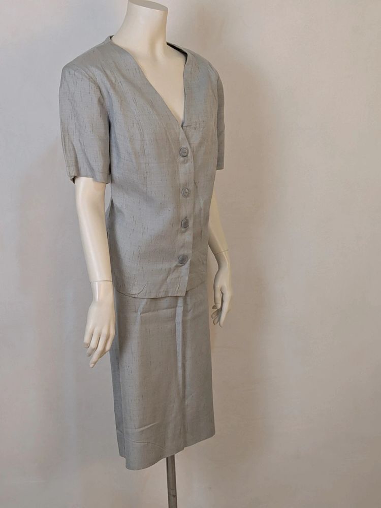 Completo vintage grigio chiaro effetto seta image 2
