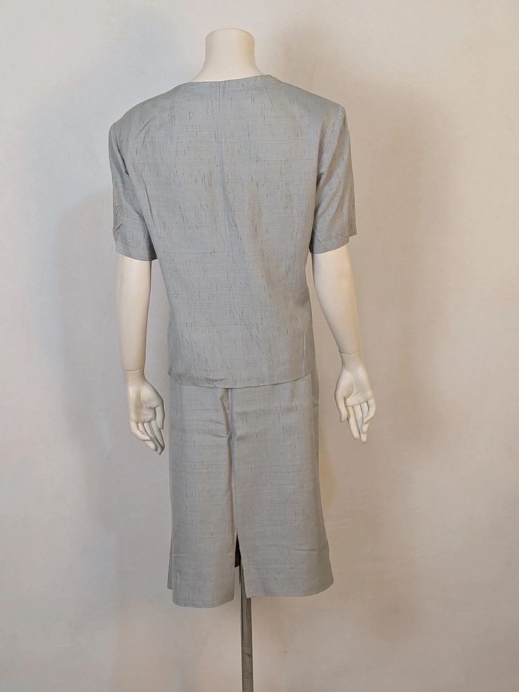 Completo vintage grigio chiaro effetto seta image 3
