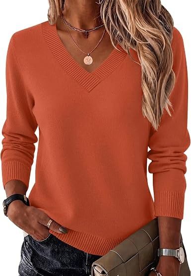 Immagine di Orange V-Neck Sweater 1