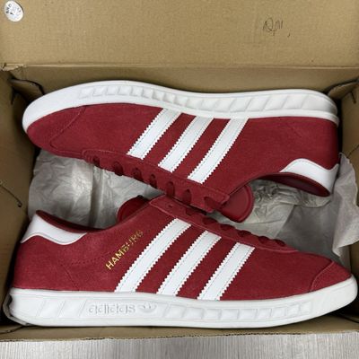 Size 5 - Adidas Hamburg Trainers Red White GZ7410