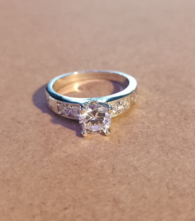 Classic Silver Channel-Set Diamond-Style Ring image 9