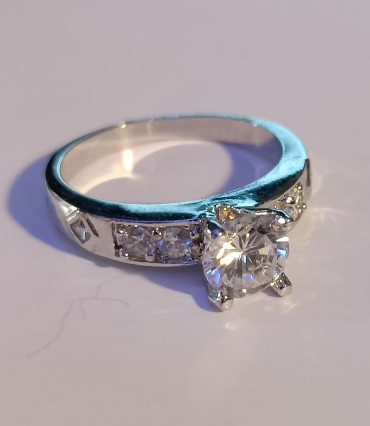 Classic Silver Channel-Set Diamond-Style Ring image 2