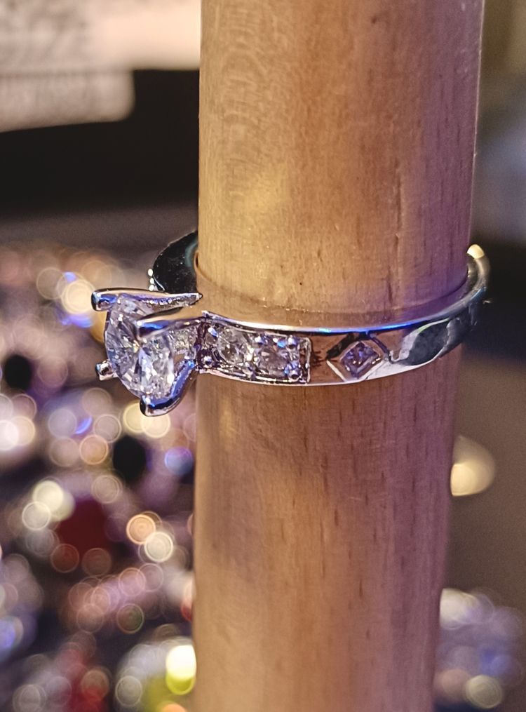Classic Silver Channel-Set Diamond-Style Ring image 6
