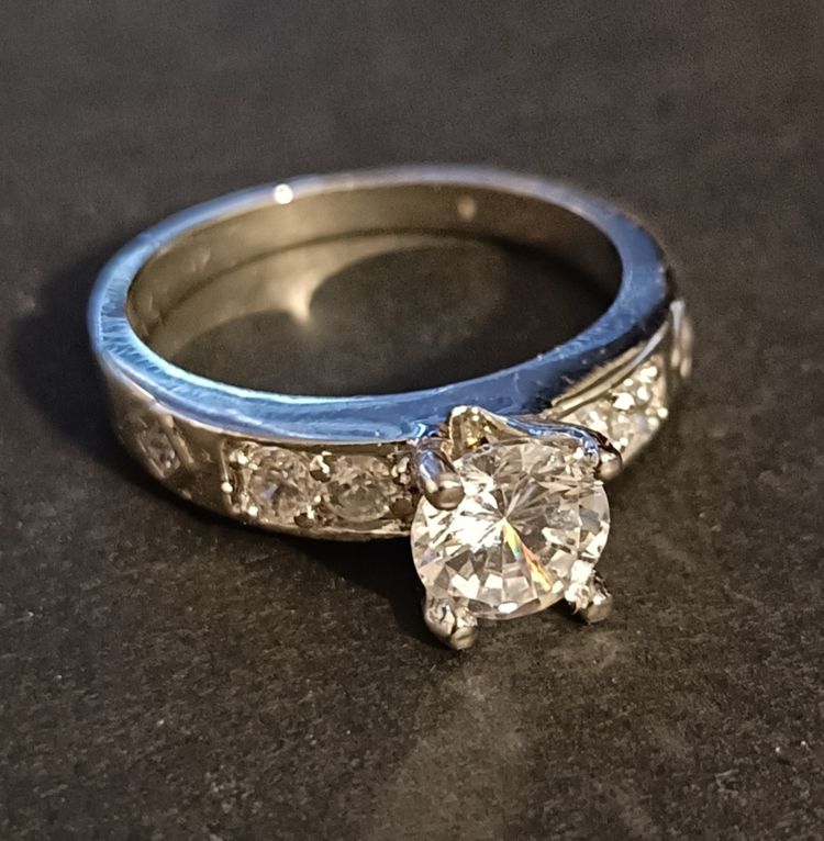 Classic Silver Channel-Set Diamond-Style Ring image 1
