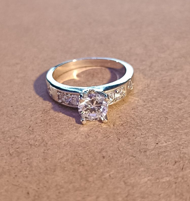 Classic Silver Channel-Set Diamond-Style Ring image 10