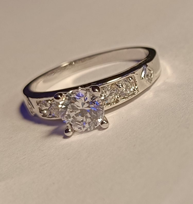 Classic Silver Channel-Set Diamond-Style Ring image 8