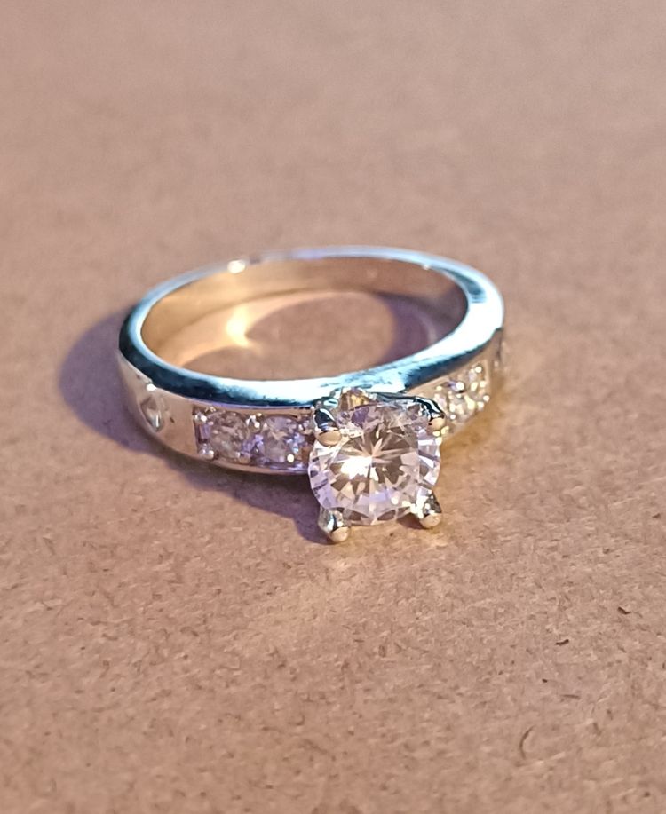 Classic Silver Channel-Set Diamond-Style Ring image 4