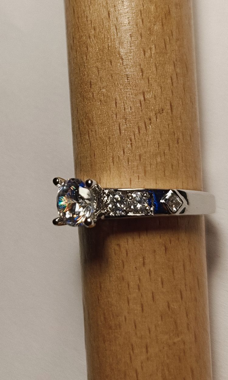 Classic Silver Channel-Set Diamond-Style Ring image 7