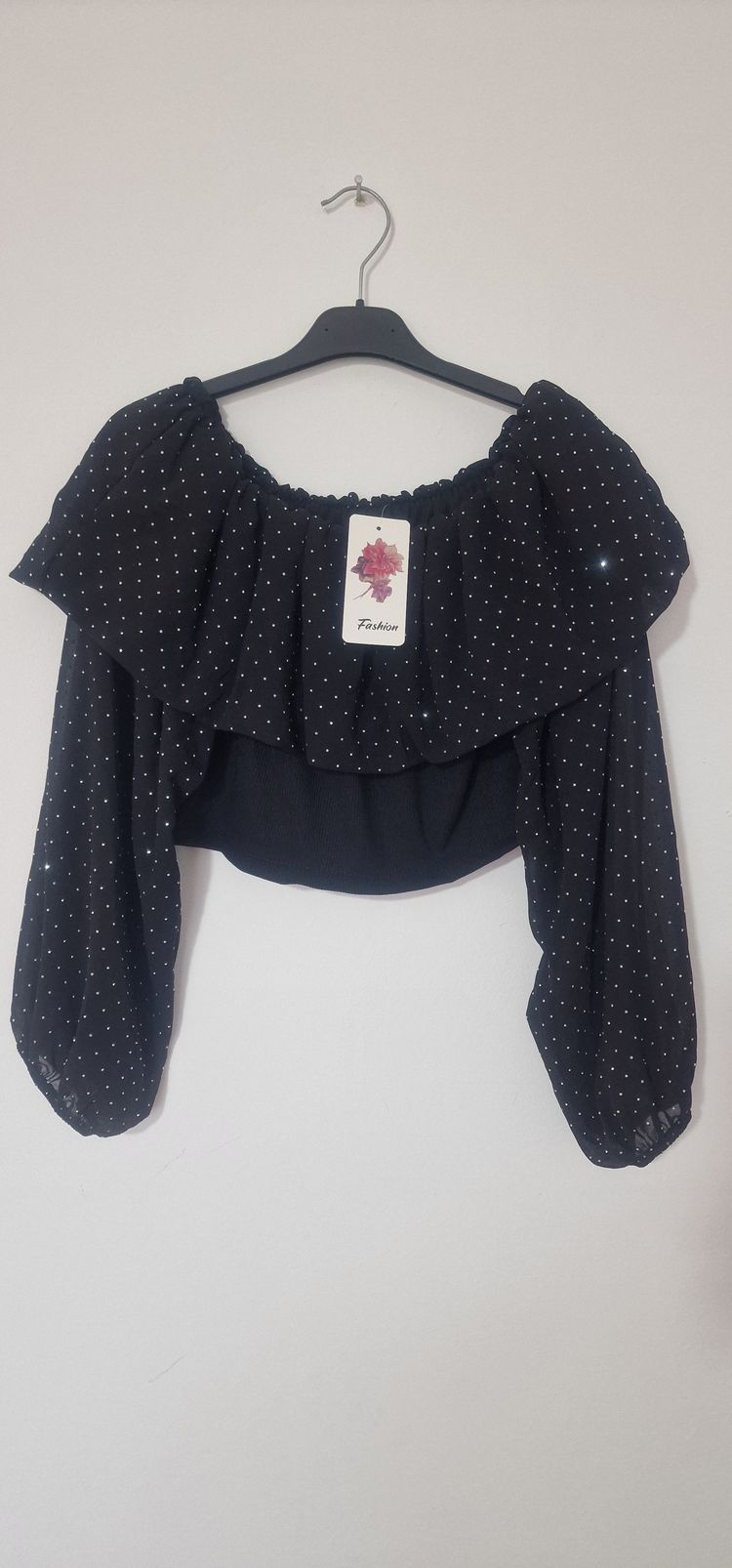 Other Black Off-Shoulder Blouse With White Polka Dots product image
