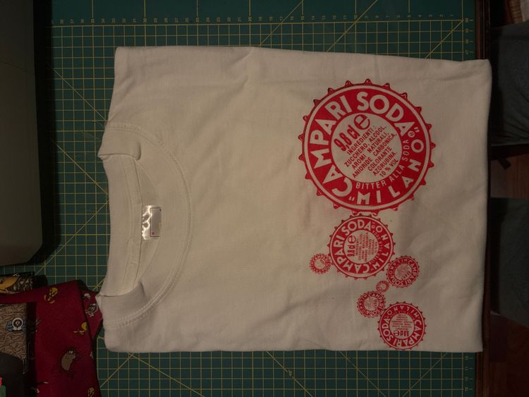 White Sweatshirt With Red Campari Soda Graphic