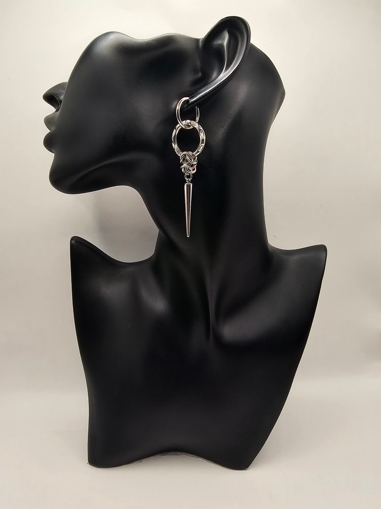 Other Silver-tone Stainless steel Hoop Earrings With Spike Pendant product image
