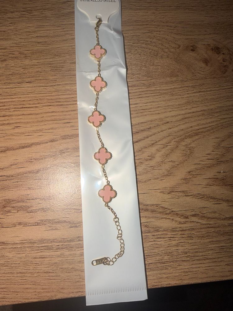 Pink Clover Charm Bracelet