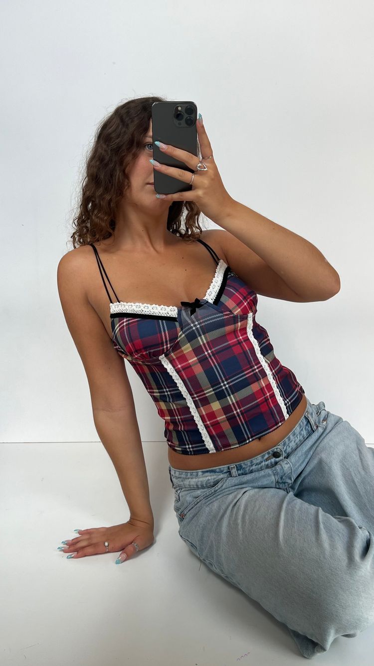 00s red gingham cami- size M image 4