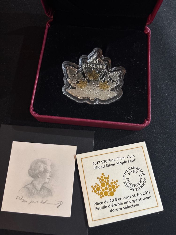 .999 Silver Coin Shaped Like Maple Leaf image 1