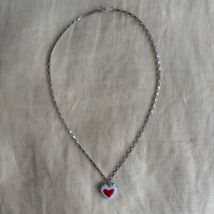Mauve Heart Pendant Necklace 4
