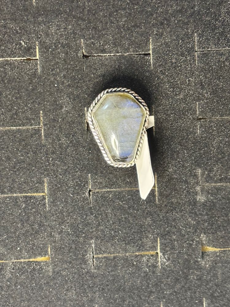Coffin Ring With Labradorite Stone