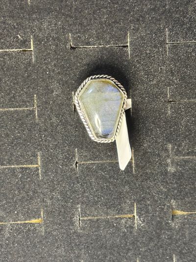 Coffin Ring With Labradorite Stone