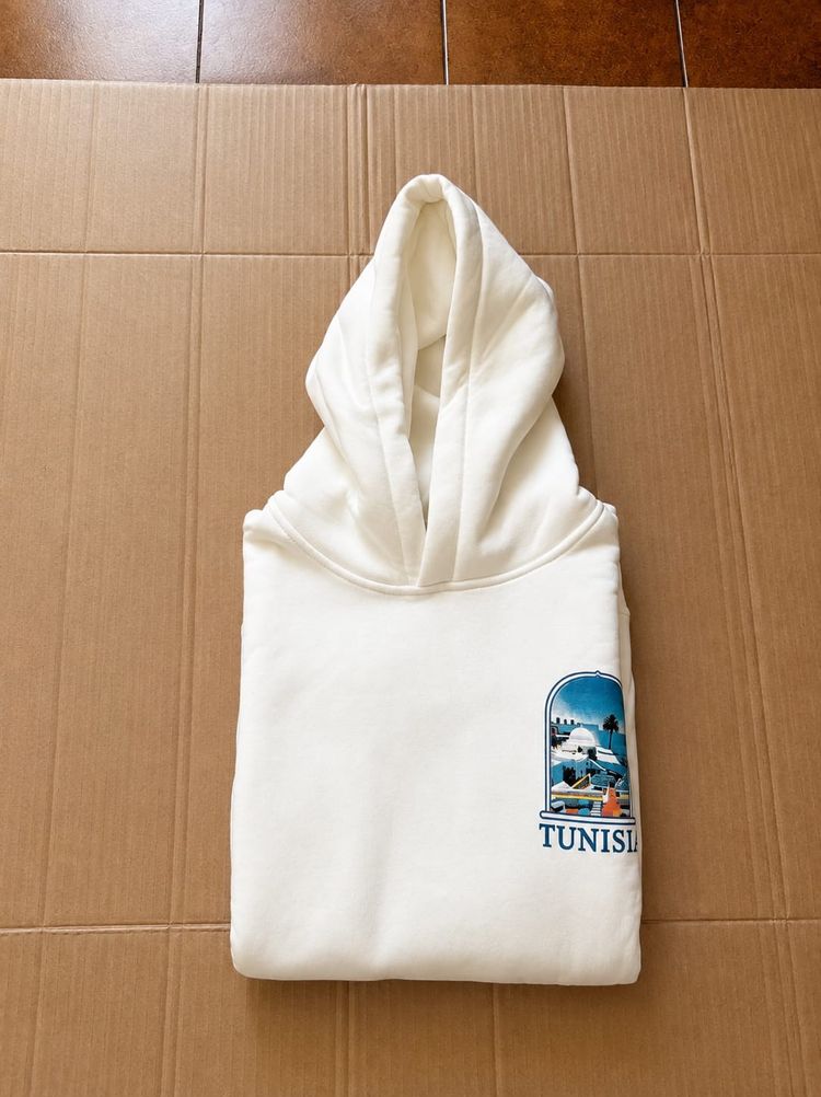 Immagine di Casablanca White Hoodie With Tunisia Print 2
