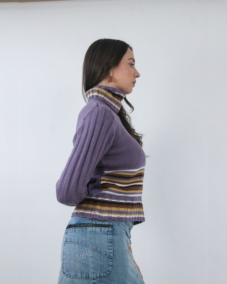 gilmore girls | medium purple striped turtleneck jumper image 3