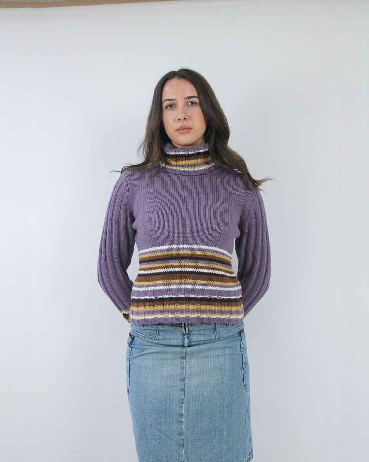 gilmore girls | medium purple striped turtleneck jumper image 1