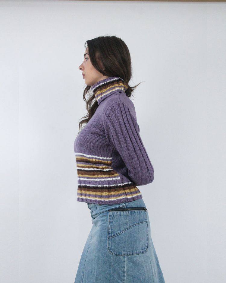 gilmore girls | medium purple striped turtleneck jumper image 5