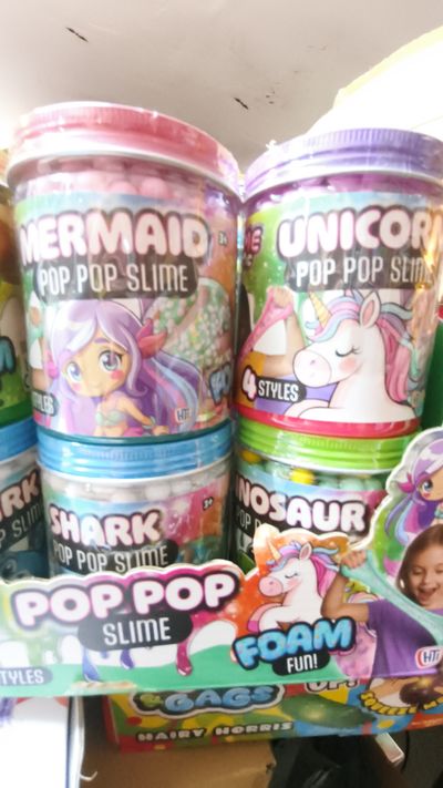 Mermaid Pop Pop Slime, Unicorn Pop Pop Slime, Shark Pop Pop Slime, Dinosaur Pop Pop Slime