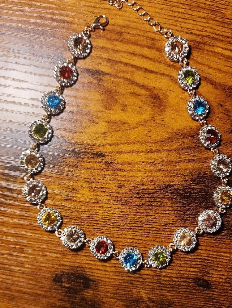 Multicolor Gemstone Necklace And Bracelet Set imagen 5