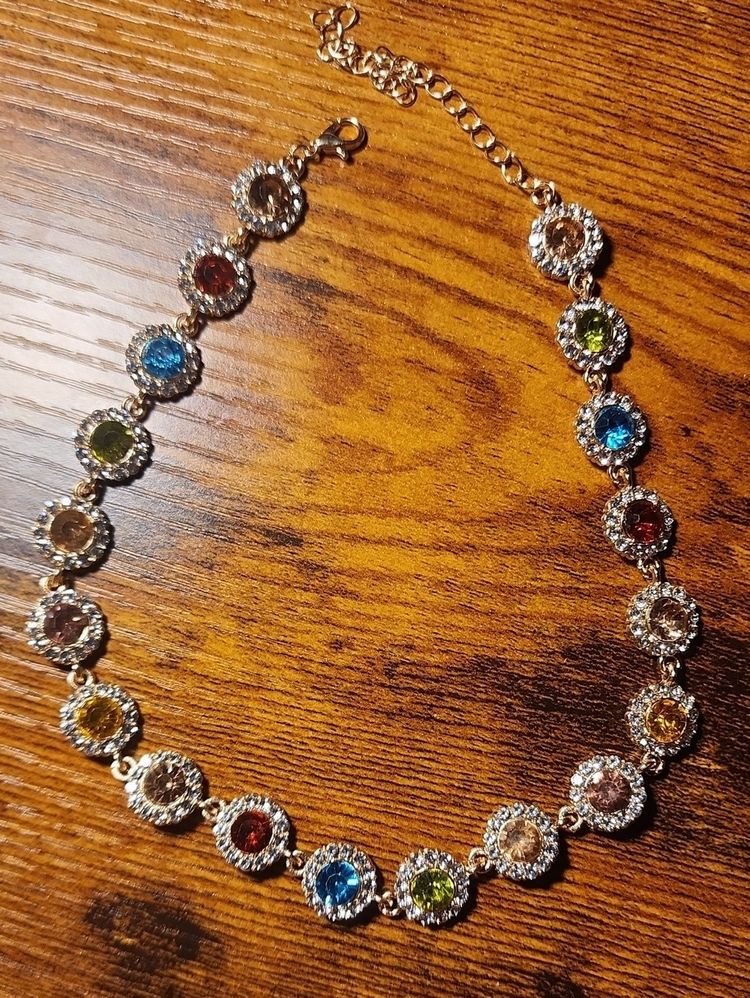 Multicolor Gemstone Necklace And Bracelet Set