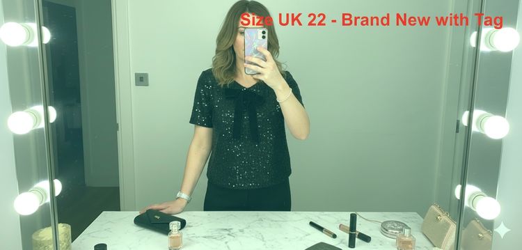 Black Sequin Top JD williams UK 22 BNWT