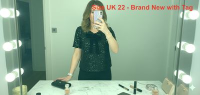 Black Sequin Top JD williams UK 22 BNWT