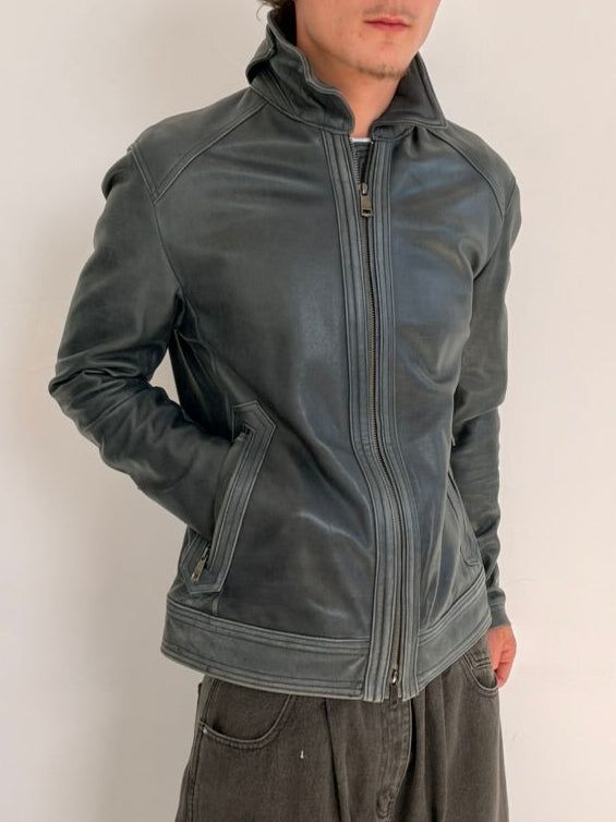 '00s Burberry Black Label Leather Jacket (M) image 1
