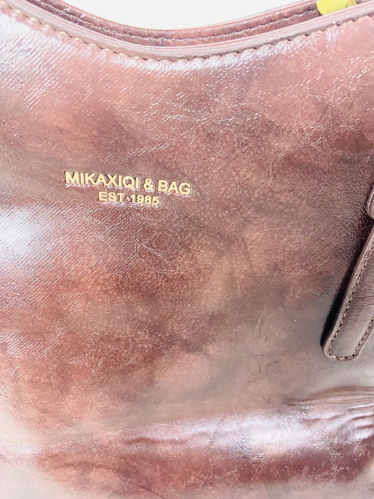 Mikaxiqi & Bags Est. 1985 Chocolate Brown Shoulder Bag Faux Leather 90s Style image 14