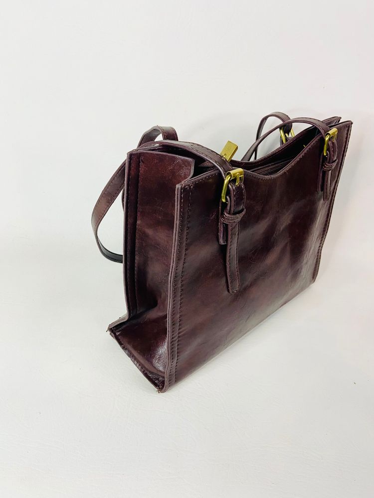 Mikaxiqi & Bags Est. 1985 Chocolate Brown Shoulder Bag Faux Leather 90s Style image 3