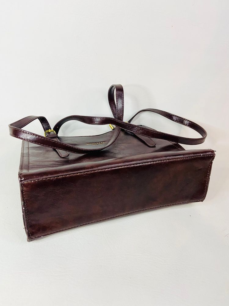 Mikaxiqi & Bags Est. 1985 Chocolate Brown Shoulder Bag Faux Leather 90s Style image 9