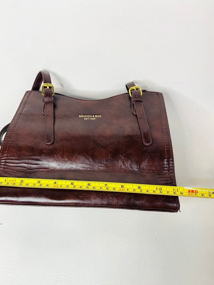 Mikaxiqi & Bags Est. 1985 Chocolate Brown Shoulder Bag Faux Leather 90s Style image 12