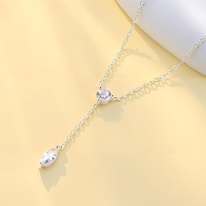 Kette Damen Charm Diamant Halskette Silber 925 Damen, Glänzende Zirkon Anhänger Halskette Valentinstag Weihnachten Geburtstag Schmuck Geschenk für Frauen Mama Frau für Hochzeitsfeiern 2