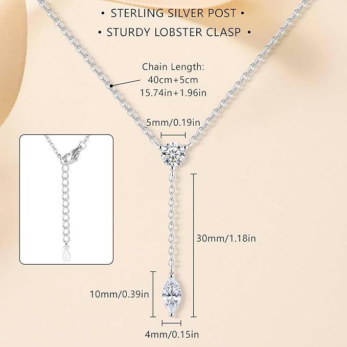 Kette Damen Charm Diamant Halskette Silber 925 Damen, Glänzende Zirkon Anhänger Halskette Valentinstag Weihnachten Geburtstag Schmuck Geschenk für Frauen Mama Frau für Hochzeitsfeiern 3