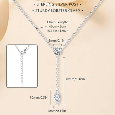 Kette Damen Charm Diamant Halskette Silber 925 Damen, Glänzende Zirkon Anhänger Halskette Valentinstag Weihnachten Geburtstag Schmuck Geschenk für Frauen Mama Frau für Hochzeitsfeiern 3