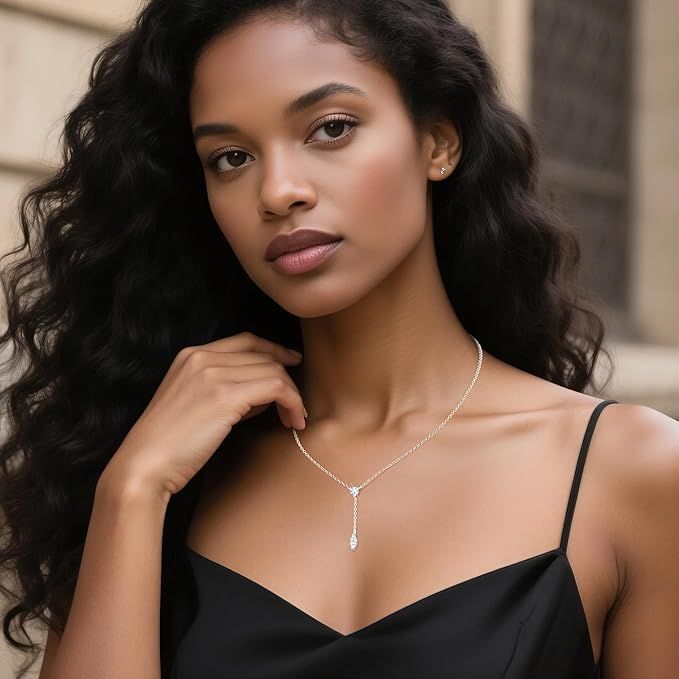 Kette Damen Charm Diamant Halskette Silber 925 Damen, Glänzende Zirkon Anhänger Halskette Valentinstag Weihnachten Geburtstag Schmuck Geschenk für Frauen Mama Frau für Hochzeitsfeiern 4